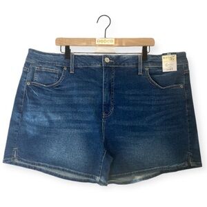 TERRA & SKY high rise dark wash denim shorts Plus Size // 20W